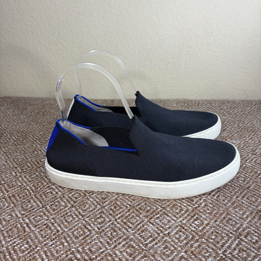 Rothys The Sneaker Black Solid Slip On Knit Shoes Washable Flat Shoes 8 Casual - Picture 2 of 10